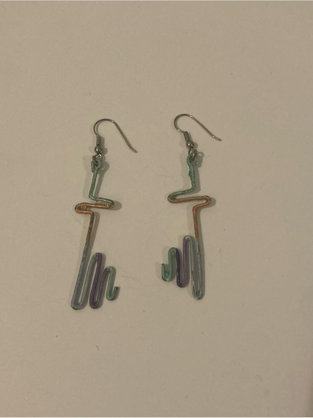 Vintage Multi 90βd PastelColor Dangle Earrings Lightweight Handmade Wire 3β Long